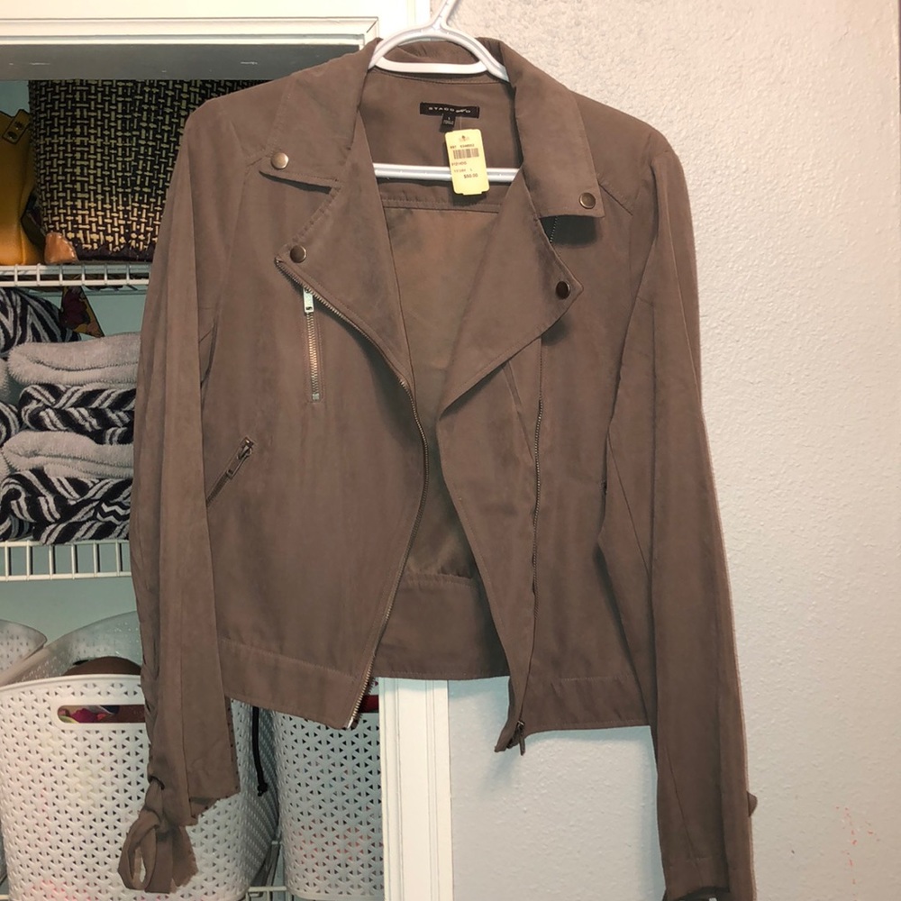 Faux suede taupe jacket
